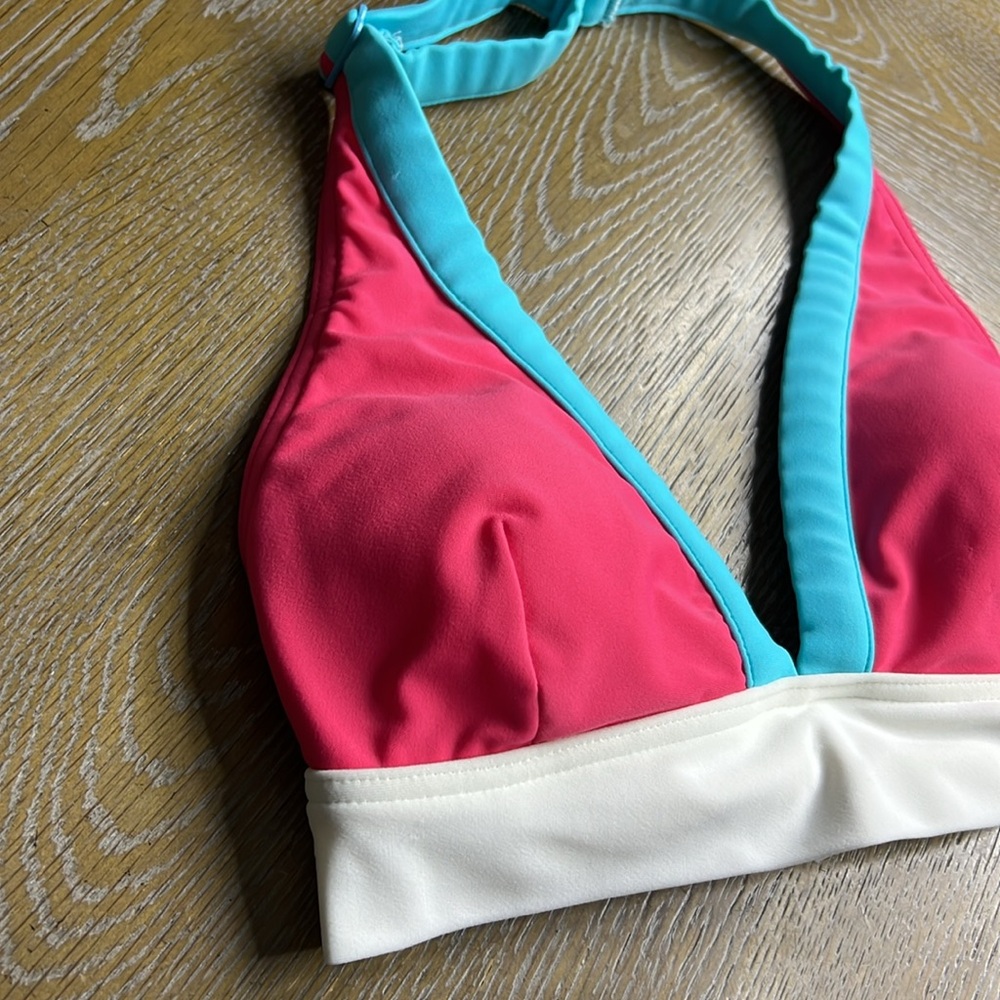 BE CREATIVE SWIM Pink Triangle Swim Bikini Top M - Picture 2 of 7